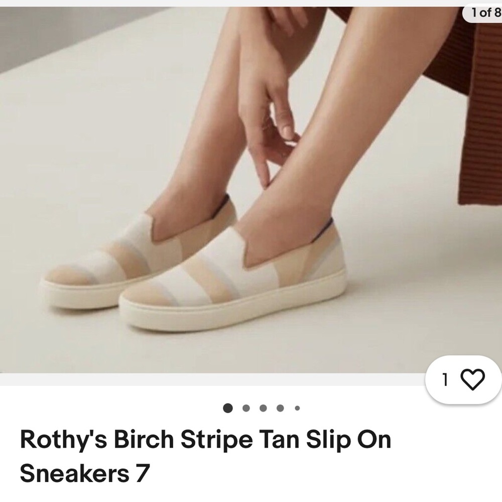 Rothy’s Slip on Sneaker Birch Stripe Tennis Shoe Women’s 8 EUC Spring is coming!